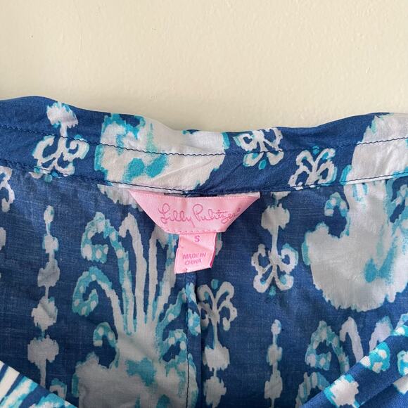 Lilly Pulitzer MAYS TOP Indigo Get in Line Blue Jellyfish Small - Picture 4 of 5